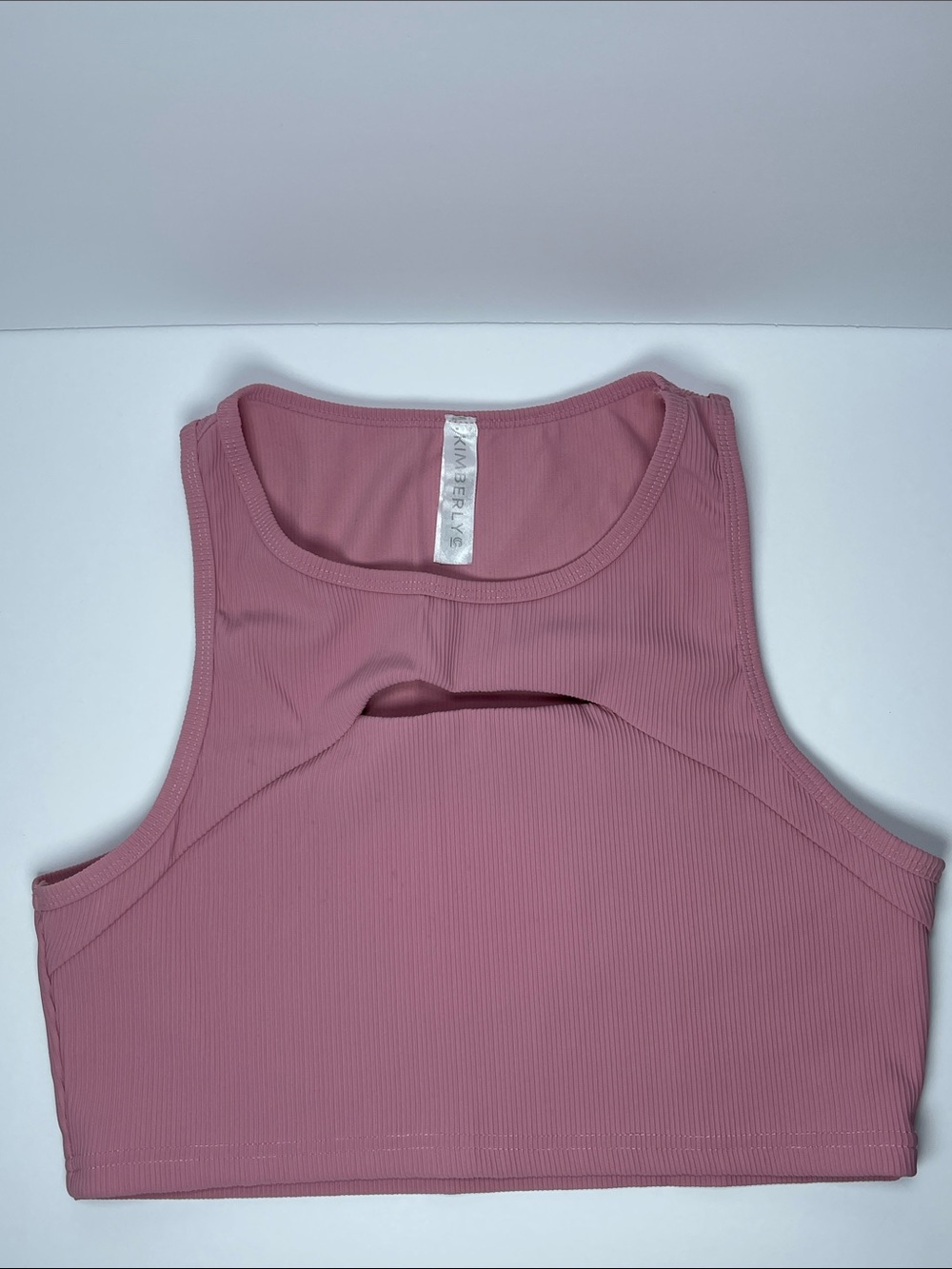 Kimberlys Ribbed Cutout High Neck Crop Top Size L
